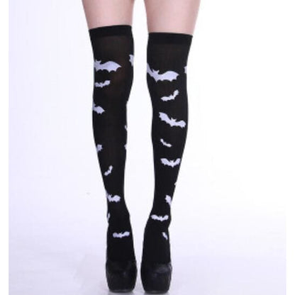 Harajuku Gothic Punk Skull Printed Black Thin Socks EG17187 - Egirldoll