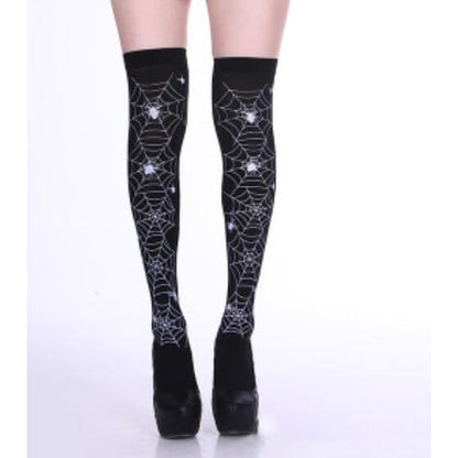 Harajuku Gothic Punk Skull Printed Black Thin Socks EG17187 - Egirldoll