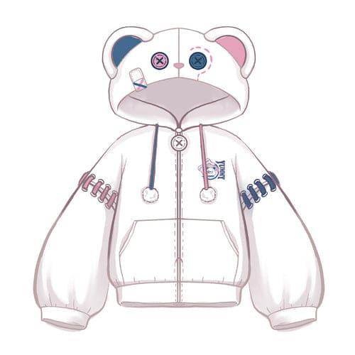 Harajuku Kawaii Broken Bears Hoodie ON600 - Pink and blue /