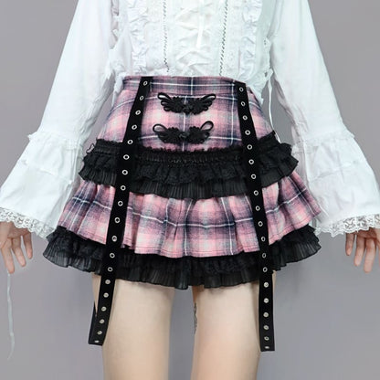 Harajuku Punk Plaid Cake Skirt EG17640 - Egirldoll