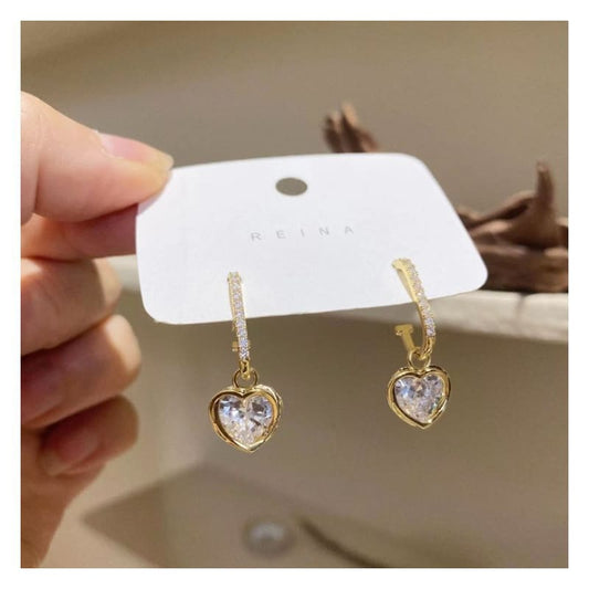 Heart Rhinestone Alloy Dangle Earring OD-1 - Egirldoll