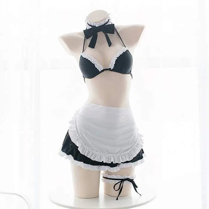 Here I am Black Mini Serve Maid Lingerie Swimsuit EG14558 - Egirldoll