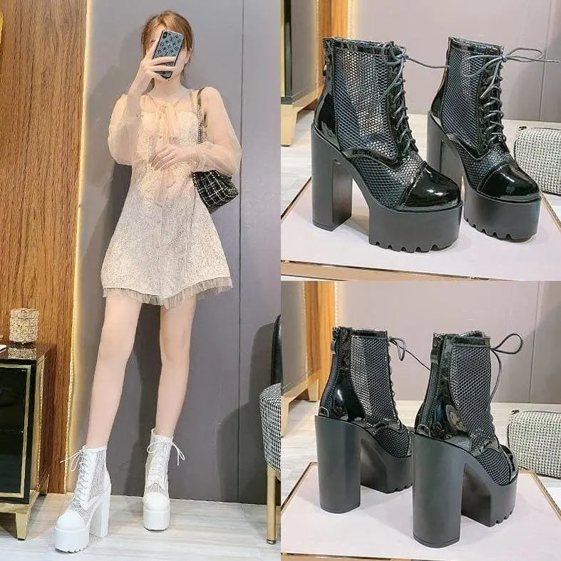 Hollow Mesh High Heel Platform Boots EG15050 - Egirldoll