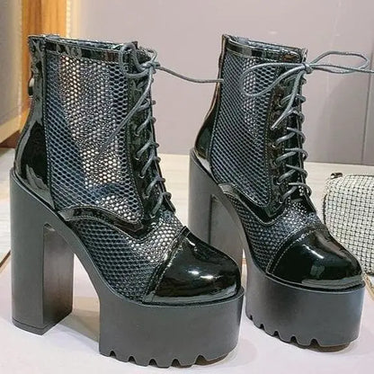 Hollow Mesh High Heel Platform Boots EG15050 - Egirldoll