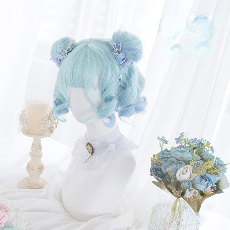 Ice Queen Cute Light Blue Curly Bob Short Lolita WIg ON460 -