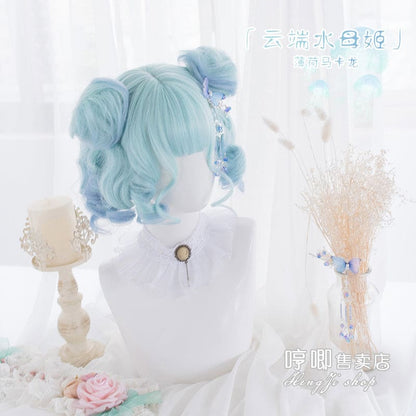 Ice Queen Cute Light Blue Curly Bob Short Lolita WIg ON460 -