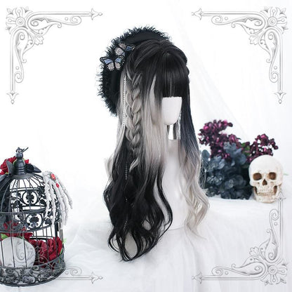 Irregular Black Grey Gradient Long Curly Wig EG16461 - Egirldoll