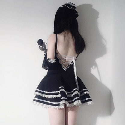 Japanese Anime Game Kawaii Lolita Gothic Maid Lingerie - Bow - Egirldoll