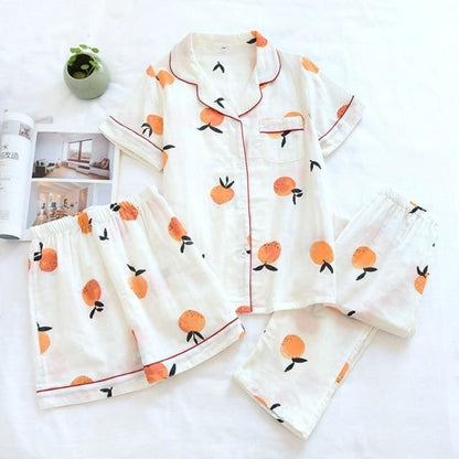 Japanese Cotton Summer Short Sleeve Pajamas Set BE014 - Egirldoll