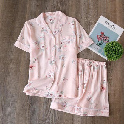 Japanese Cotton Summer Short Sleeve Pajamas Set BE014 - Egirldoll