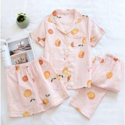 Japanese Cotton Summer Short Sleeve Pajamas Set BE014 - Egirldoll