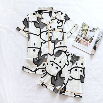 Japanese Cotton Summer Short Sleeve Pajamas Set BE014 - Egirldoll