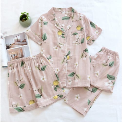 Japanese Cotton Summer Short Sleeve Pajamas Set BE014 - Egirldoll