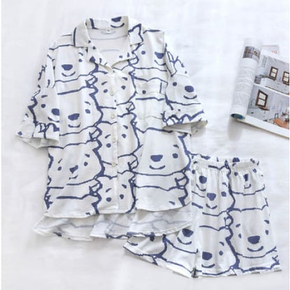 Japanese Cotton Summer Short Sleeve Pajamas Set BE014 - Egirldoll