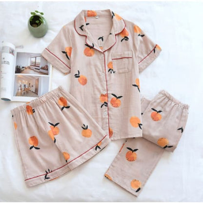 Japanese Cotton Summer Short Sleeve Pajamas Set BE014 - Egirldoll