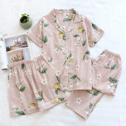 Japanese Cotton Summer Short Sleeve Pajamas Set BE014 - Egirldoll