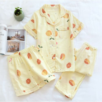 Japanese Cotton Summer Short Sleeve Pajamas Set BE014 - Egirldoll