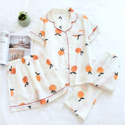 Japanese Cotton Summer Short Sleeve Pajamas Set BE014 - Egirldoll