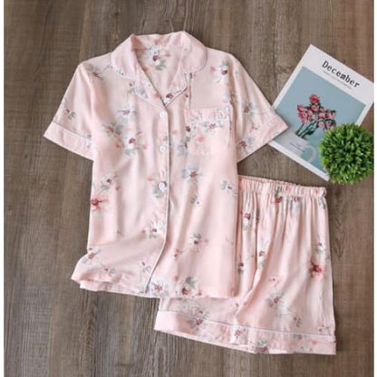 Japanese Cotton Summer Short Sleeve Pajamas Set BE014 - Egirldoll