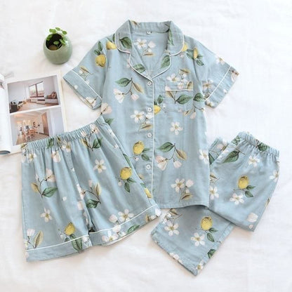 Japanese Cotton Summer Short Sleeve Pajamas Set BE014 - Egirldoll