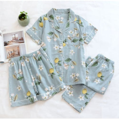 Japanese Cotton Summer Short Sleeve Pajamas Set BE014 - Egirldoll