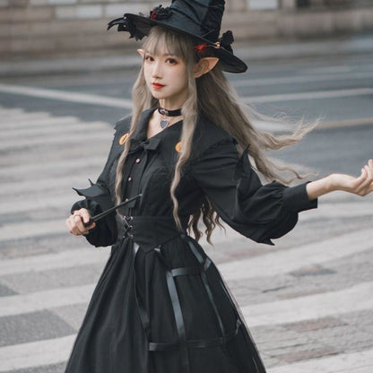 Japanese Fashion Lantern Sleeve Gothic Lolita Cosplay Dress BE005 - Egirldoll