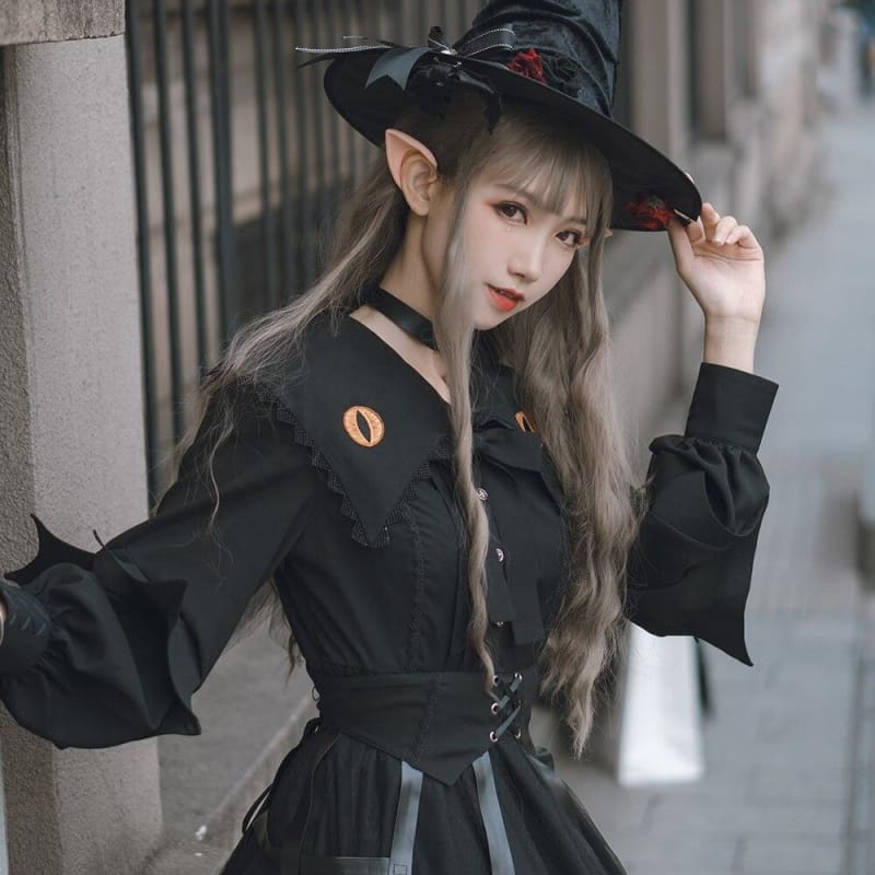 Japanese Fashion Lantern Sleeve Gothic Lolita Cosplay Dress BE005 - Egirldoll