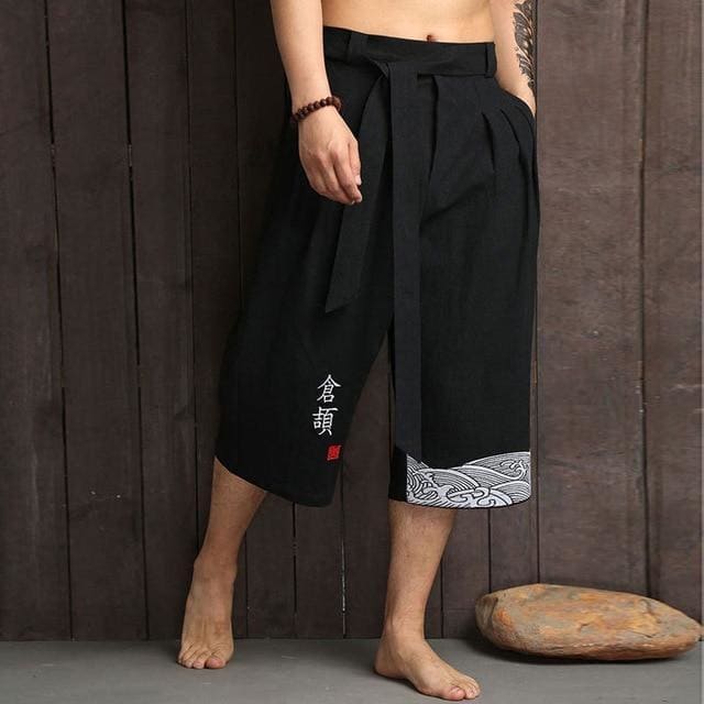 Japanese Fashion Men Loose Linen Cropped Pants BE011 - Egirldoll