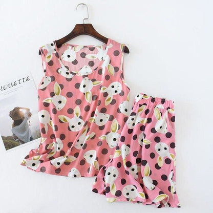 Japanese Fashion Pajama Cartoon Print Double Gauze Set BE013 - Egirldoll