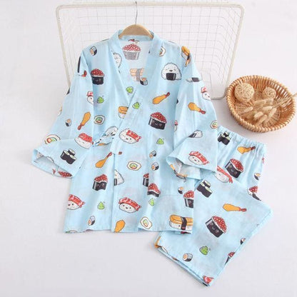 Japanese Fashion Pajama Cartoon Print Double Gauze Set BE013 - Egirldoll