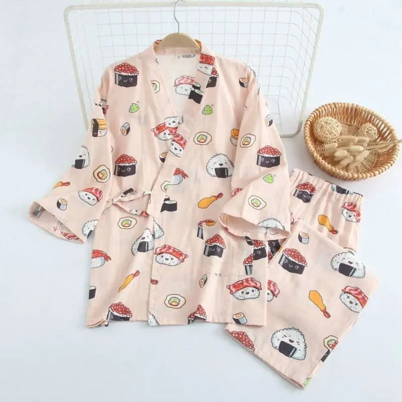 Japanese Fashion Pajama Cartoon Print Double Gauze Set BE013 - Egirldoll