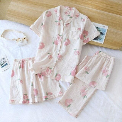 Japanese Fashion Pajama Cartoon Print Double Gauze Set BE013 - Egirldoll