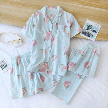 Japanese Fashion Pajama Cartoon Print Double Gauze Set BE013 - Egirldoll