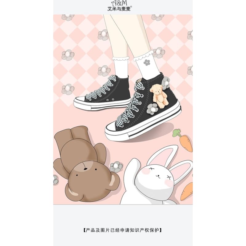 Japanese Hand Made Bear High Top Sneaker EG16743 - Egirldoll