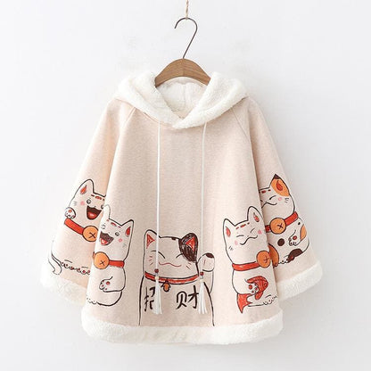 Japanese Harajuku Kawaii Lucky Cat Cloak Cute Hoodies Cape SP16527 - Egirldoll