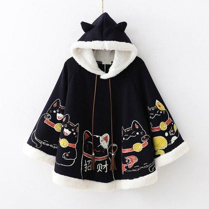 Japanese Harajuku Kawaii Lucky Cat Cloak Cute Hoodies Cape SP16527 - Egirldoll