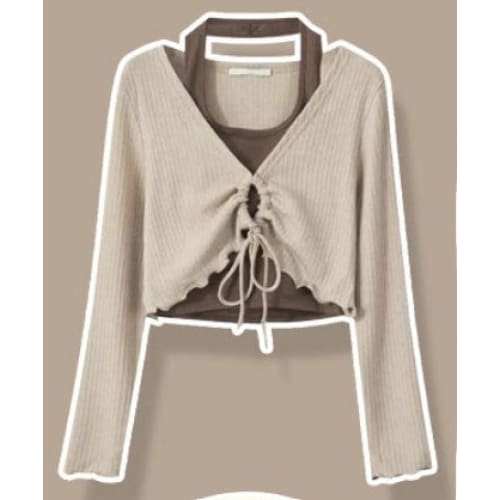 K-fashion Lace up Top T-shirt Three Piece Set ON249 - Egirldoll