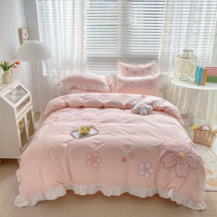 Kawaii Aesthetic Pink Sakura Bedding Set ON785 - 1.2m three