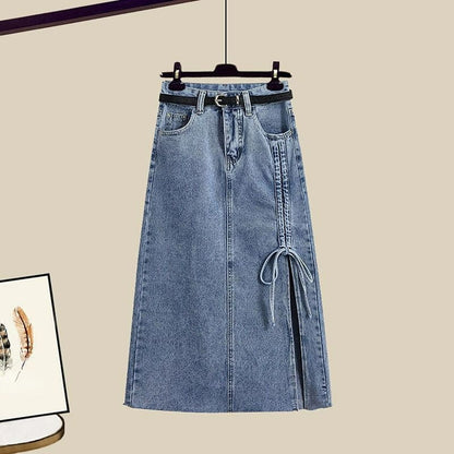 Kawaii Asian Fashion V-neck Shirt Denim Skirt Set ON237 - Egirldoll