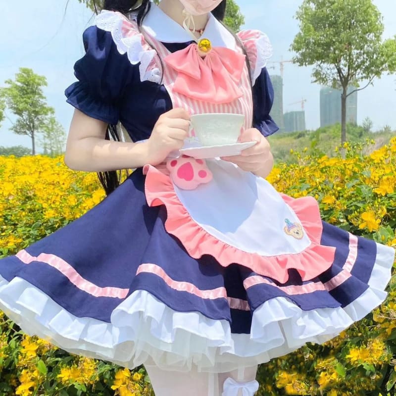 Kawaii Blue Pink Maid Cosplay Dress ON478 - dress