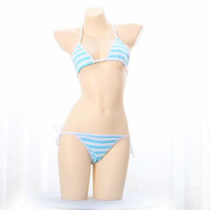 Kawaii Blue Pink White Striped Lingerie EG14527 - Egirldoll