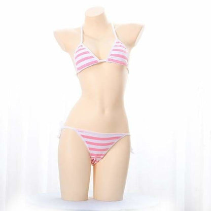 Kawaii Blue Pink White Striped Lingerie EG14527 - Egirldoll