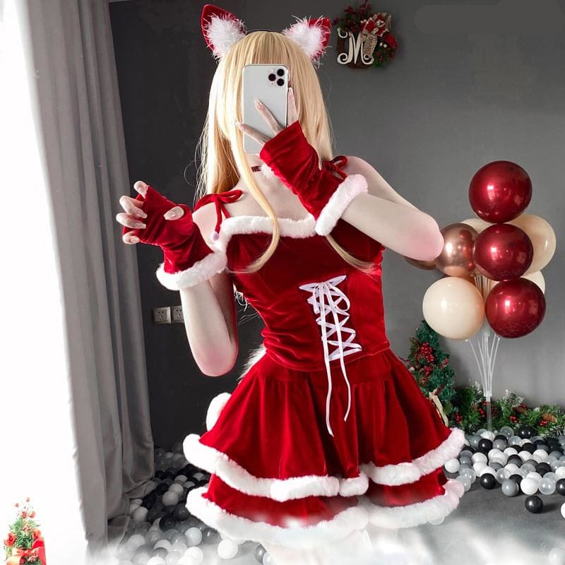 Kawaii Christmas Girl Red Tube top Cake Dress EG16653 - Egirldoll