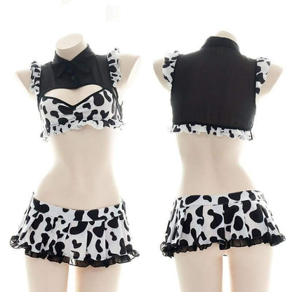 Kawaii Cow Print Two-pieces Lingerie Set EG16290 - Egirldoll