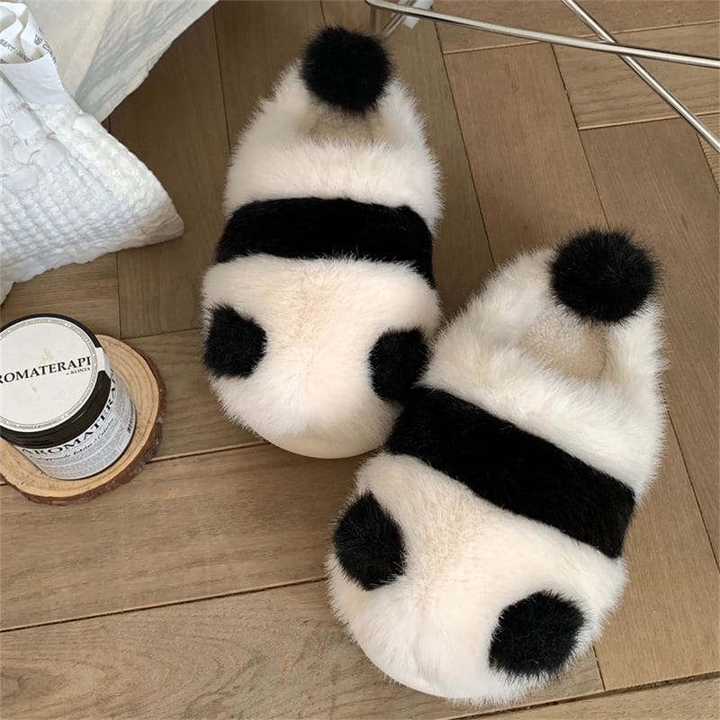 Kawaii Fleece Panda Home Slippers ME53 - Egirldoll