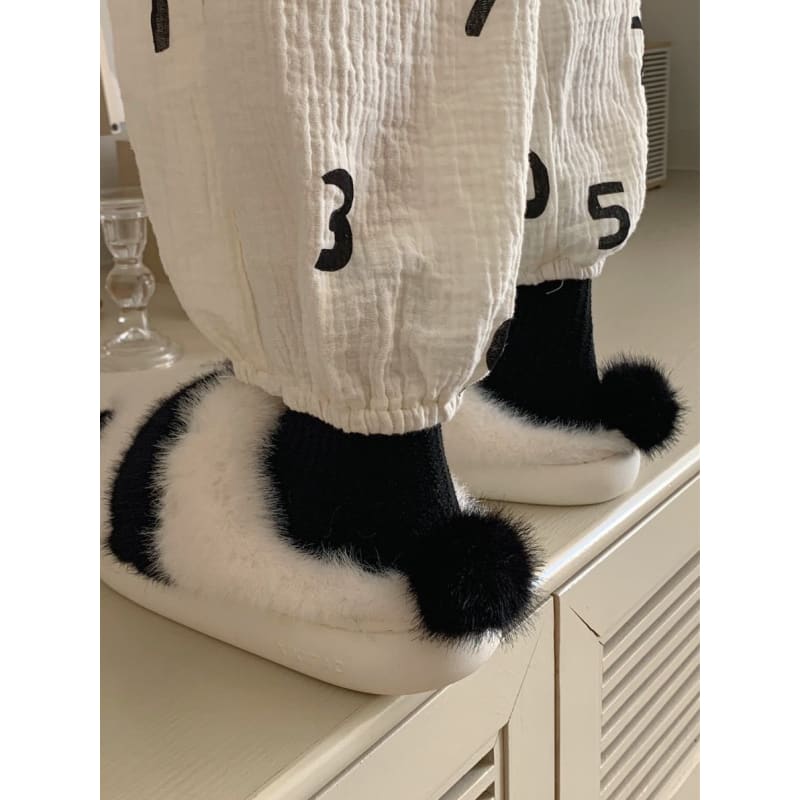 Kawaii Fleece Panda Home Slippers ME53 - Egirldoll