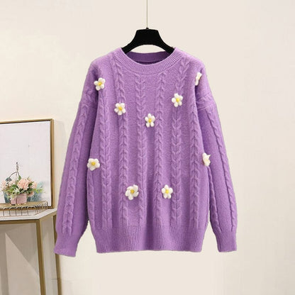 Kawaii Flowers Pastel Sweater Tulle Skirt Set ON242 - Egirldoll