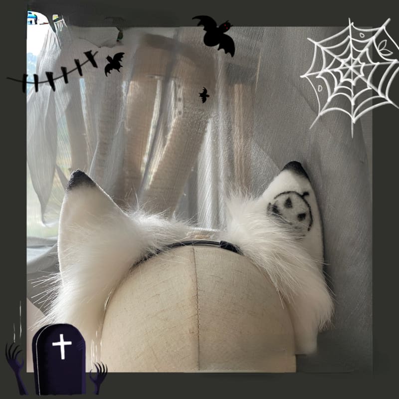 Kawaii Furry Ears Halloween Bats White Albino Cat Ears ON187 - Egirldoll