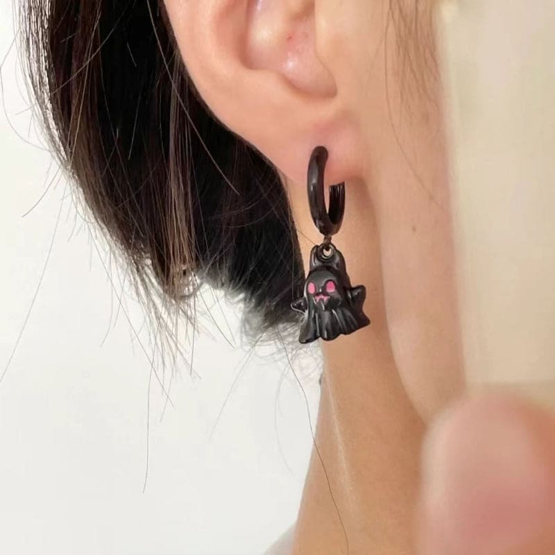 Kawaii Ghost Earrings ON670 - Black