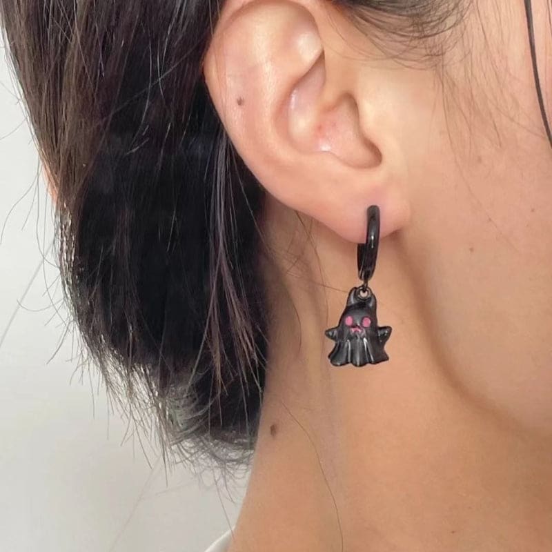 Kawaii Ghost Earrings ON670 - Black